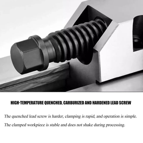 Dead Nuts Accurate Bench Vise With 0.005mm Tolerance And Hrc62 Hardened Jaws For Cnc Machining lead screw detail with high-temperature quenching.