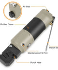 Heavy Duty Pneumatic Sheet Metal Punch Tool Kit With US Connector, close-up of straight type air puncher showing key components.