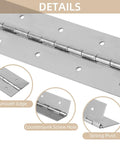 Close-up of Heavy Duty Stainless Steel Piano Hinges, 36 Inch Continuous Door Hardware With Screws, featuring smooth edges and screw holes.