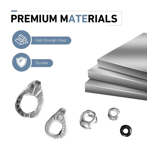 Titgoes bike axle nuts and safety washers kit for front and rear wheels; silver steel hardware with teardrop washers.