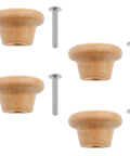 Four Pack Wooden Drawer Handles Set For Dressing Tables Pine Wood Knobs Cabinet Handles 35mm Diameter with screws