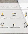 Product feature icons for Heavy Duty Aluminum Foil Flashing Tape For Roof Repair and Leak Patching, showcasing durability and waterproofing.