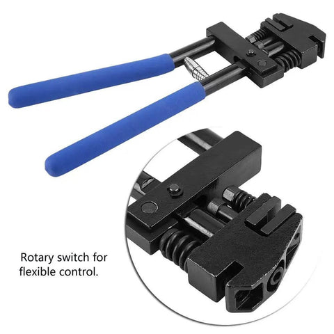 5Mm Hole Punch And Panel Flanging Plier For Sheet Metal Repair with blue handles, close-up view of rotary switch for handheld welding tool