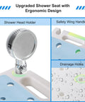 Shower Stool With Free Loofah Sponge And Toiletry Bag Inside Shower Bathtub Chair Height Adjustable Bath Seat for Seniors and Disabled with safety handles and drainage holes