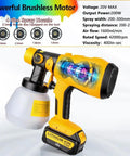 Heavy Duty Cordless Paint Sprayer With Variable Spray Settings And Four Copper Tips For Smooth Wall Fence And Cabinet Coating Jobs That Deliver Crisp Edges And Hassle Free Cleanup For Any Weekend Warrior with 20V battery and adjustable nozzles.