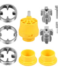 Transform Your Electric Drill Into A Pro-Grade Pipe Threader With This Heavy-Duty Manual Die Kit including yellow and silver components.
