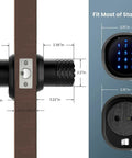 Biometric Fingerprint Door Knob with Keypad Lock and Large Sensor dimensions diagram