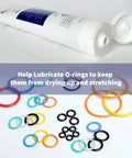 Food Safe Machine Lubricant For Frozen Dessert Equipment next to O-rings, 1x4oz bottle helps lubricate and protect gaskets