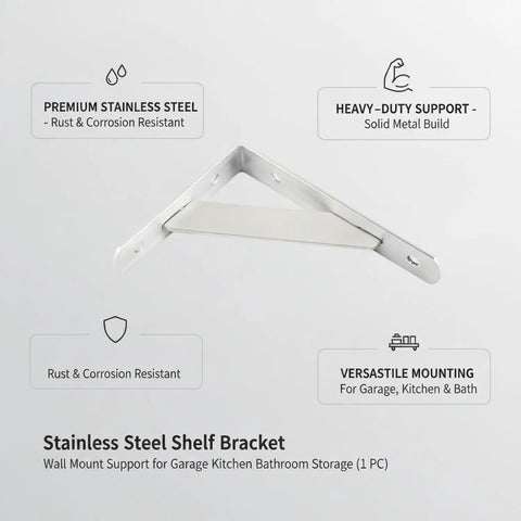 Stainless Steel L Shaped Wall Bracket Heavy Duty Shelf Support For Garage Kitchen And Bathroom Storage Organization Ultra Rugged Brushed