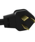 Close-up of plug end of Heavy Duty NEMA 10-30 Dryer Extension Cord, 25 Feet, 30 Amp 125/250 Volts, STW 10/3 Cable, 7500 Watt Capacity
