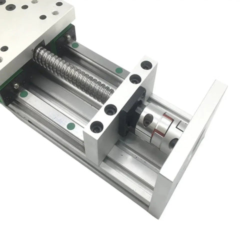 Heavy Duty 100mm Wide Linear Guide Slide Table Xyz Actuator With Hgr15 Rail And SfU1605 Ball Screw For Cnc Builds close-up of ball screw and rail system.
