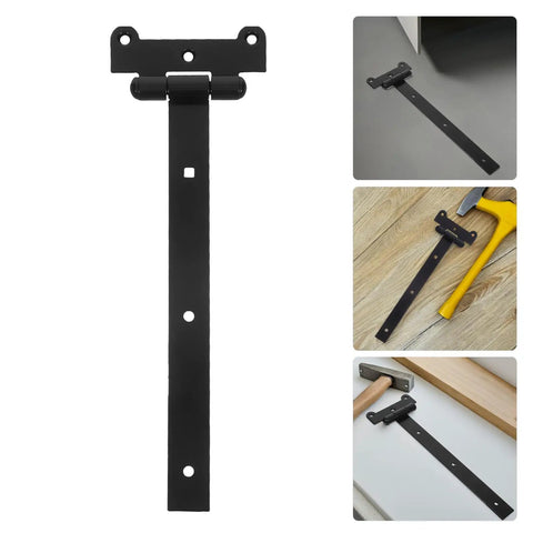 Heavy Duty T Hinge With Silent Bearing For Quiet Door Action Black Plastic Tee Hinge With Slot Shaft Fits Doors Gates Cabinets Garage And Shed 300x4mm multiple installation views
