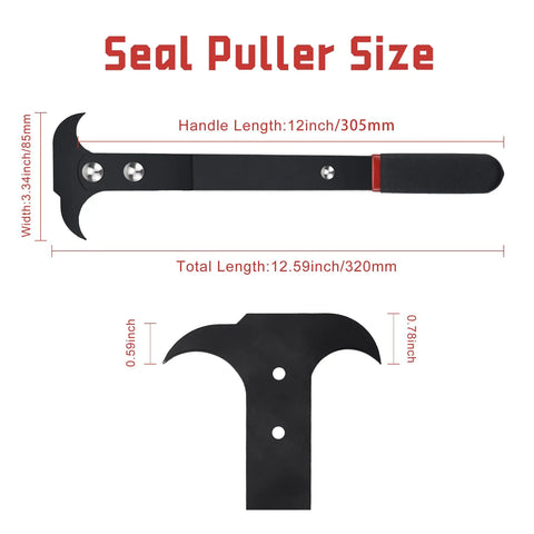 Universal Seal Puller Tool With Dual Hook Design For Fast Oil And Grease Seal Removal, heavy duty with measurements displayed