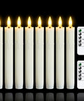 Eight Pack Flameless Flickering Taper Candles With Remote Control, 7.5 Inch Ivory LED Window Candles, Battery Powered, Timers
