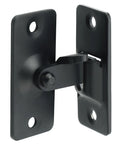 Compact 90 Degree Flip Latch Gate Security Lock With Matte Black Finish Rock Solid Build Made For Cramped Spots And Quick Setup On Barn Doors Sheds And Kennels, stainless steel design.
