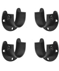 Stainless Steel Wardrobe And Shower Curtain Rod Bracket Set, U Shaped Open Socket Ends, 1 Inch Pole End Supports Flange, Heavy Duty Build, No Fuss Install, Durable Four Pack For Home Or Office Use, black 4-pack rod brackets