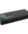 Dual 4K HDMI KVM Switch Effortlessly Toggle Between Two PCs Macs And Consoles With No Sweat Hot Swapping And Rock Solid HDR Playback For Seamless Multitasking And Next Level Gaming Rigs, compact black device with USB ports.