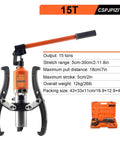 Heavy Duty Hydraulic Gear Puller And Bearing Extractor Tool with dual claws, 15-ton output, adjustable for easy wheel bearing swaps.