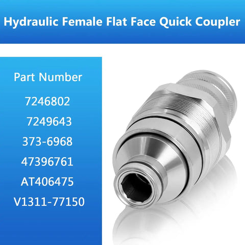 Hydraulic Female Flat Face Quick Coupler 48mm Thread Beefed Up Quick Attach For 7246802 AT406475 7249643 47396761 V1311-77150 373-6968