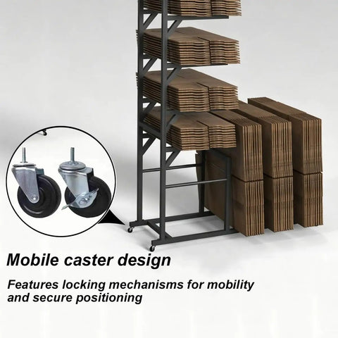 No Nonsense Heavy Duty Steel Box Cart With Smooth Rolling Casters Eases The Burden Of Moving Packed Paper Products And Keeps Your Shipping Corner Looking Sharp And Uncluttered. Close-up of mobile casters with locking mechanisms.