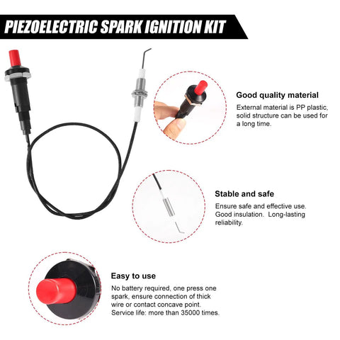 Two Pack Piezo Igniter Kit With Spark Ignition For Propane Grills Gas Fireplaces Ovens And Heaters with red push button