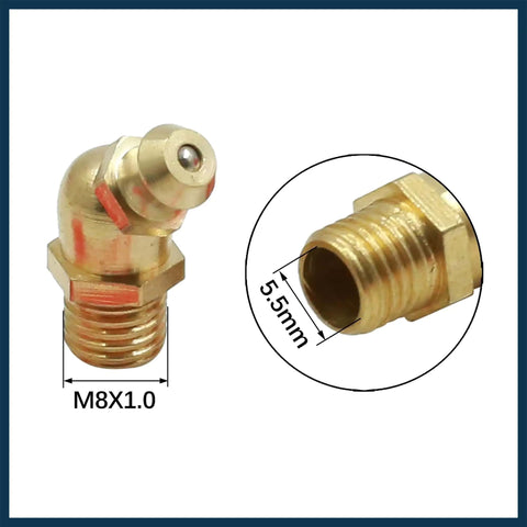 M8x1.0 Brass Grease Nipple Fittings Kit With Straight 45 Degree And 90 Degree Angles 15 Pcs Automotive Maintenance Set