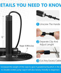 Details of Weighted Jump Rope Half Pound 5mm Steel Rope With Ball Bearing Handles Gym Ready Adjustable 8 To 10 Feet Length.