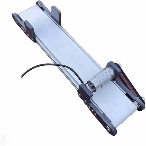 Mini Electric Desktop Conveyor Belt For DIY Projects With Adjustable Speed 0 To 116 RPM And Forward And Reverse Rotation, side view