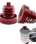 Top Shelf Power Steering Reservoir Cap Set Built Tough For Honda Vehicles Hydraulic Reservoir Lid Replacement 53697SB3952 red plastic caps view.