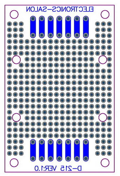 Prototype PCB board for DIN Rail Mounting Carrier Housing With Prototype PCB Board For DIY Electronics Projects, top view.