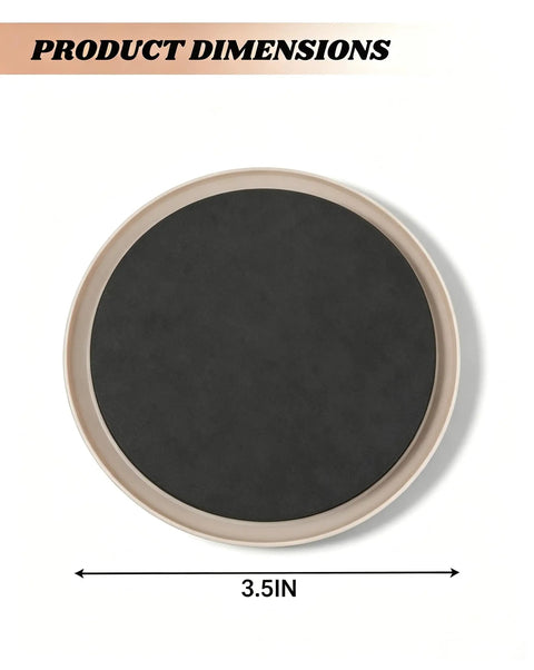 3.5 inch round heavy duty furniture slider shown from above, used to glide couches on carpet and wood floors.