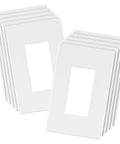 Decorator Switch Cover Wall Plate, Screwless 1-Gang Matte White, Mid Size 4.88 In By 3.11 In, Thermoplastic UL Listed, 10-Pack Easy Install