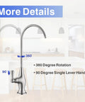 Drinking Water Faucet For Kitchen And Bar Sinks With Reverse Osmosis Filtration, Brushed Nickel And Stainless Steel, 360 Rotation