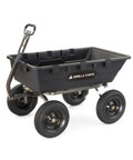 Heavy-Duty Poly Yard Dump Cart With 10 Cu Ft Tub And 1500 Lb Haul Capacity, Towable All-Terrain Wagon With Quick-Release Dumping And Pneumatic Tires