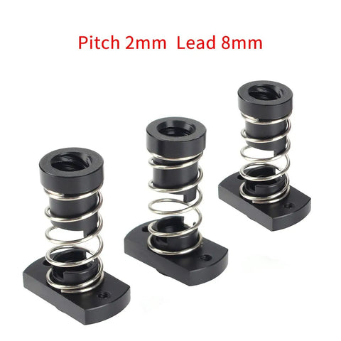 Three Pack POM Anti Backlash Nuts For 8mm Lead Screws Fits Ender 3 Pro V2 Ender 5 Plus CR 10 Series 3D Printer, black nuts with springs