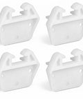 4-Pack Rear Drawer Slide Guides 1/4 Inch Rail T-Shape Center Mount Wood Track Drop-In Replacement Plastic Backplate in white.