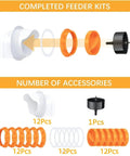 Orange 12 Pack Chicken Feeder Ports With Lids Drill Bit DIY Automatic Poultry Feeder Cups Kit components diagram.