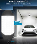 Ultra Bright 250W LED Garage Light 25000LM With 7 Foldable Panels illuminating a modern garage