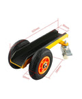 Rock Solid Heavy Duty Slab Mover Cart And Panel Transport Trolley With Channel Steel Chassis and durable rubber wheels close-up view with dimensions.