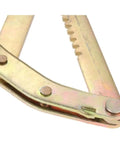 Close-up of adjustable folding lift bracket hinge for furniture with flexible angle setup, iron construction.