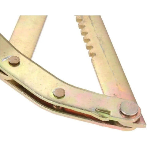 Close-up of adjustable folding lift bracket hinge for furniture with flexible angle setup, iron construction.