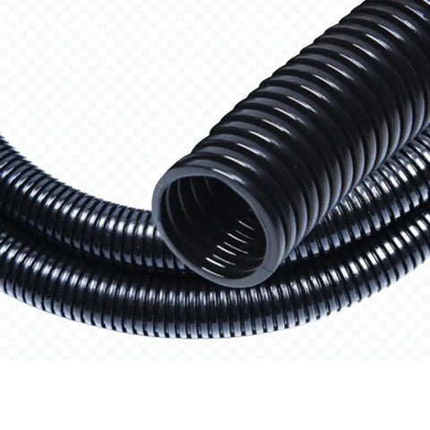 Close-up of 30 Ft 1/2 Inch Wire Loom Split Tubing Cord Protector For Wires And Cables Black Durable Split Wire Conduit