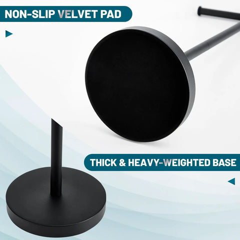 Base of Matte Black Toilet Paper Holder With Shelf Wall Mount Made From SUS304 Stainless Steel With Screws And Adhesive