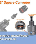 Keyless Drill Chuck Adapter Kit 1/2-20UNF With SDS-Plus Shank 1/4 Inch Hex Shank 1/2 Inch Socket Square Female Fits Rotary Hammer Impact Wrench And Impact Driver 1-13mm Clamp Range Replacement Upgrade For Pros And DIYers