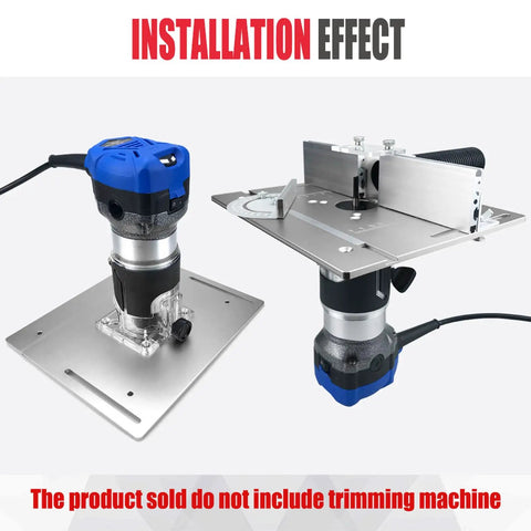 Heavy Duty Aluminum Router Lift Kit Quick Height Swap Insert Plate For Router Tables showing installation effect with milling base.