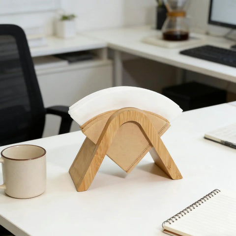 Bamboo Coffee Filter Holder Rack and Stand for Four Filter Papers Type A Eco Friendly Kitchen Organizer for V60 Pour Over