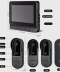 Waterproof Wireless Video Doorbell With 4.3 Inch HD Monitor, Smart Doorbell Camera with wide-angle lens, night vision, side view