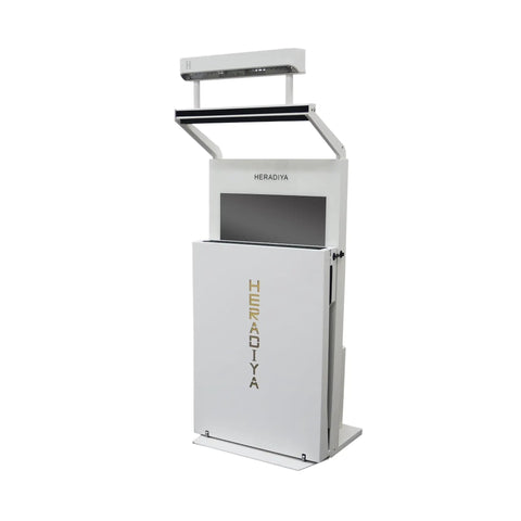 All In One Home Golf Simulator With Diya White Finish for indoor practice, featuring compact design and modern aesthetic.