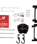 Gate Handle Kit For Electric And Non-Electric Fences With Handles, Hooks, Stakes, Guylines, Pegs, base, and ropes displayed