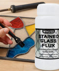 8oz Water Based Solder Flux For Stained Glass Soldering And Electronics Repair, with brush and stained glass